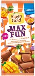 Шоколад, Alpen Gold (Альпен гольд) 160 г МаксФан молочный манго ананас маракуйя взрывная карамель шипучие шарики